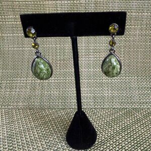 Costume Blue Green Turquoise Gemstone Drop Earrings
